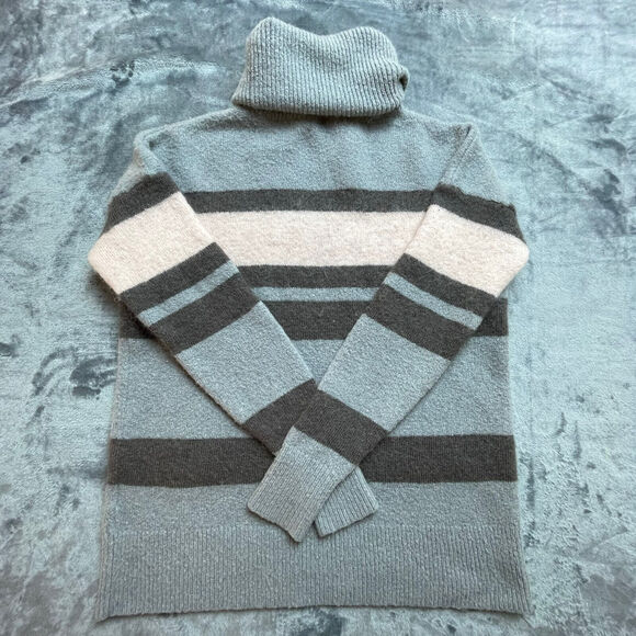 Sweaty Betty London Sweater Womens Small Pink Gray Striped Turtle Neck Luxe Cozy - Picture 4 of 11